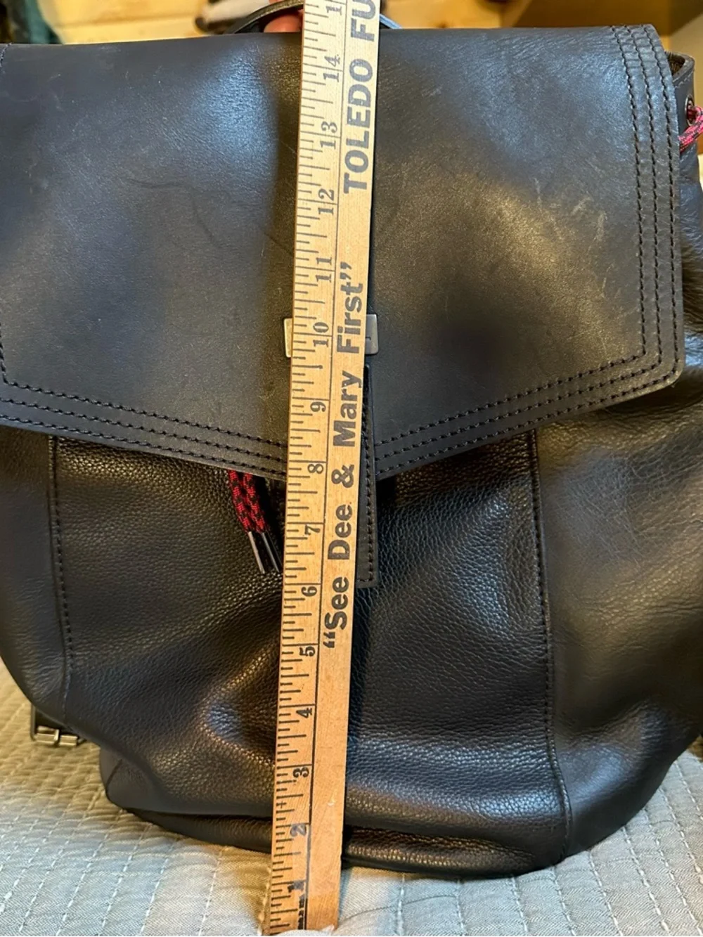 Sorel Black Leather Backpack